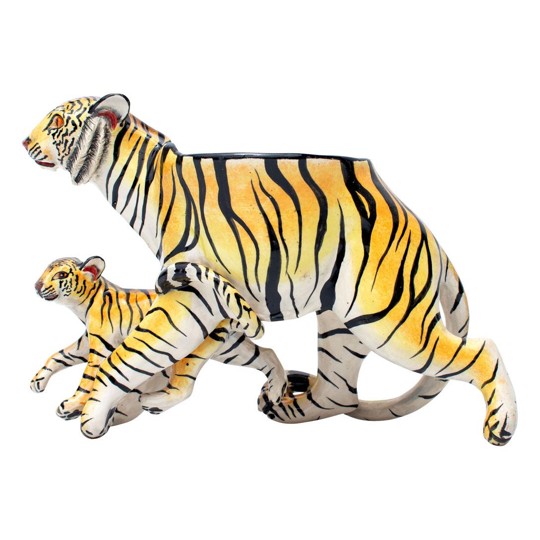 Modern Ceramic Tiger Peanut Bowl  , hand made And Painted in South Africa For Sale