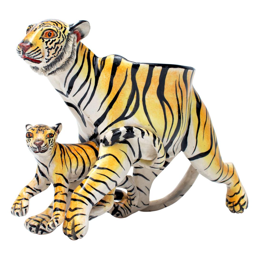 South African Ceramic Tiger Peanut Bowl  , hand made And Painted in South Africa For Sale
