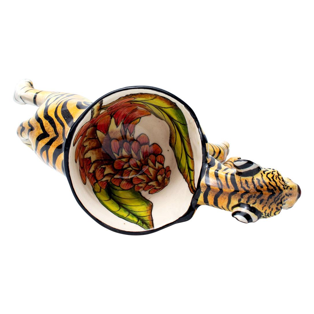 Contemporary Ceramic Tiger Peanut Bowl  , hand made And Painted in South Africa For Sale