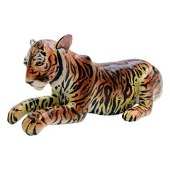 Ceramica  Tigre  Scultura, realizzata e dipinta a mano in Sudafrica