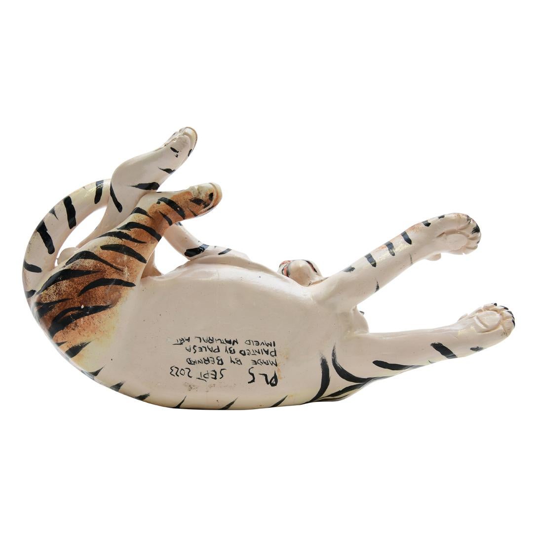 South African Ceramic  Tiger  Sculpture , Hand Made And Painted In South Africa For Sale