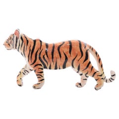 Cerámica  Tigre  Escultura , Hand Made Y Pintada En Sudáfrica