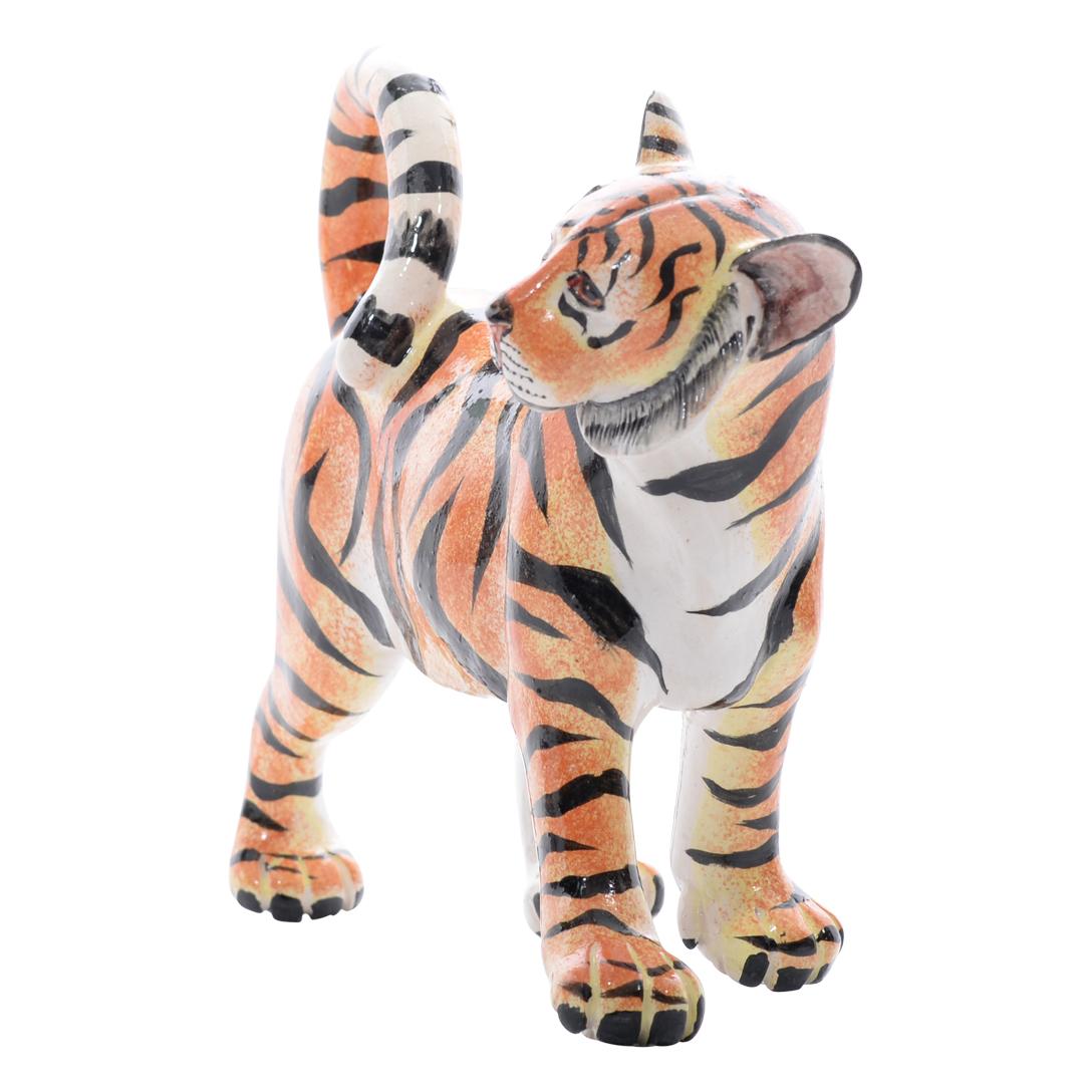 Modern Ceramic Tiger Sculpture, hand made in South Africa For Sale