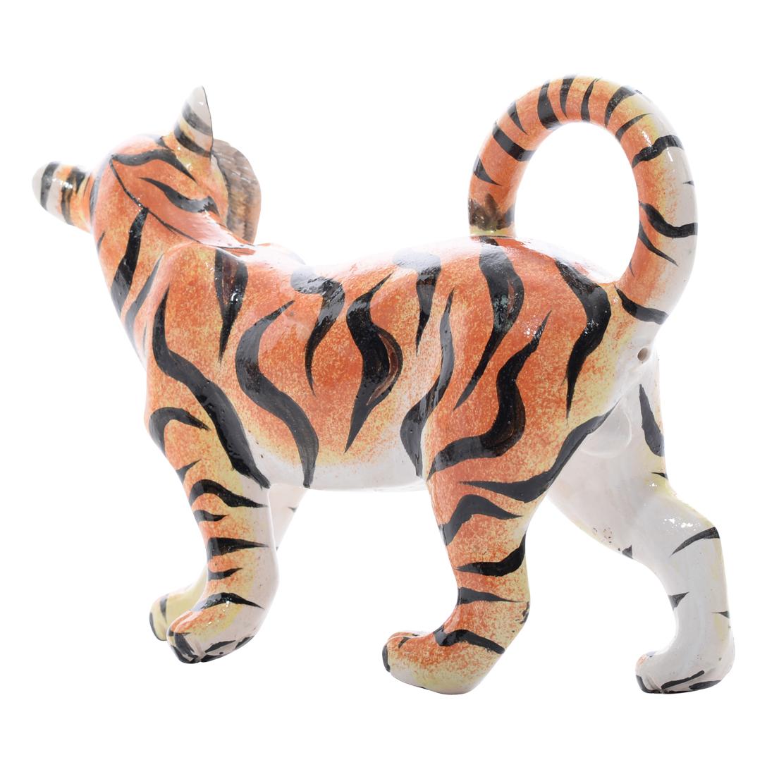Fired Ceramic Tiger Sculpture, hand made in South Africa For Sale