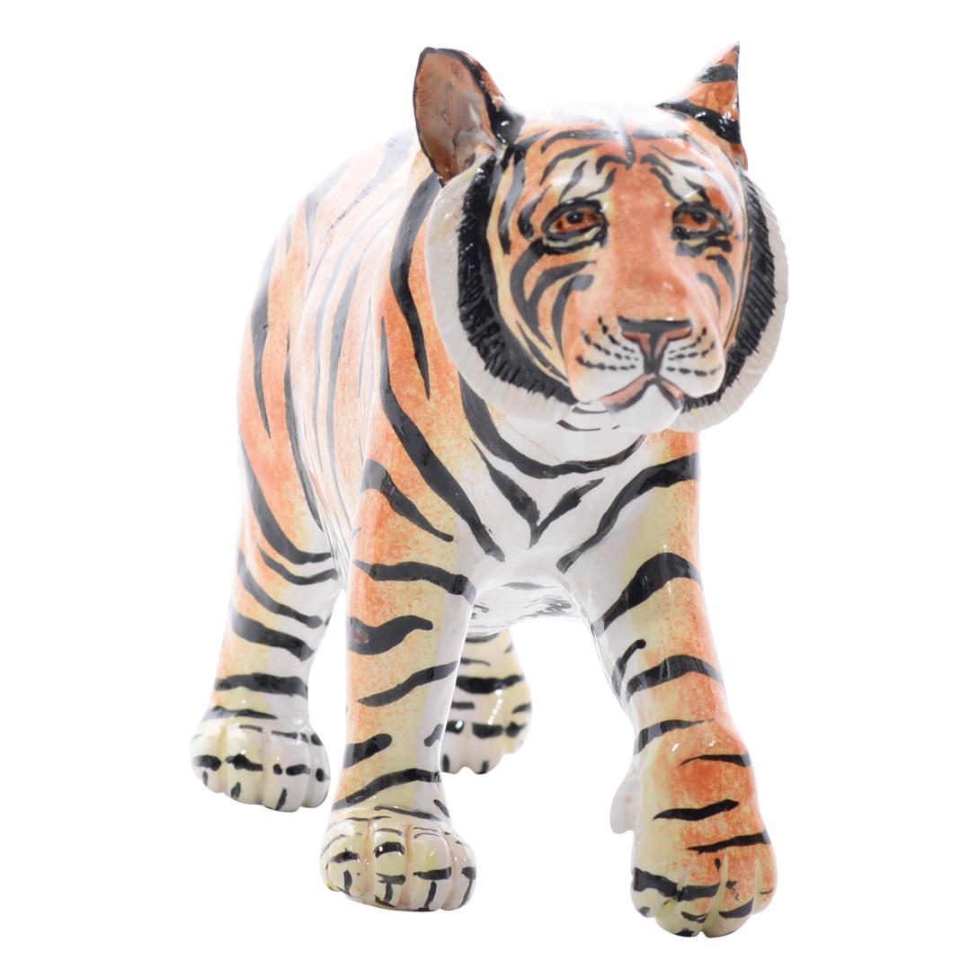 Hand-Painted Ceramic  Tiger  Sculpture , hand made in South Africa
