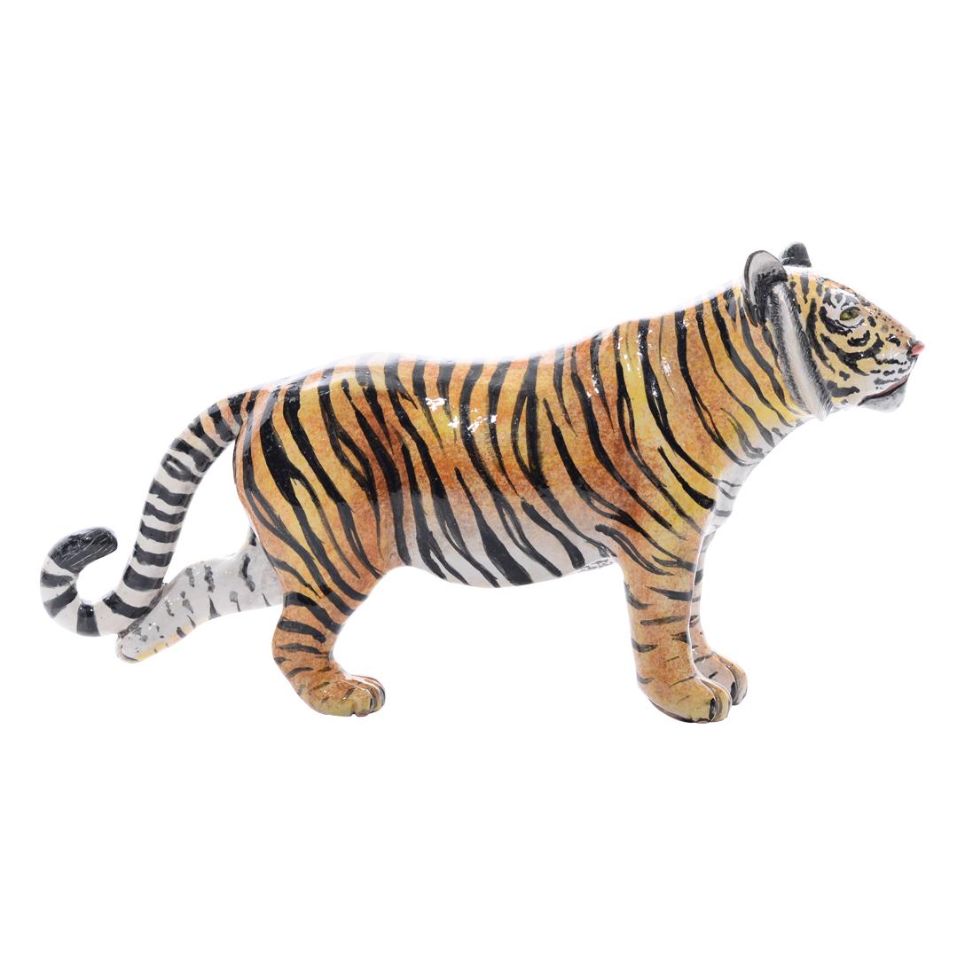 Ceramic  Tiger  Sculpture , hand made in South Africa In Excellent Condition For Sale In North Miami, FL