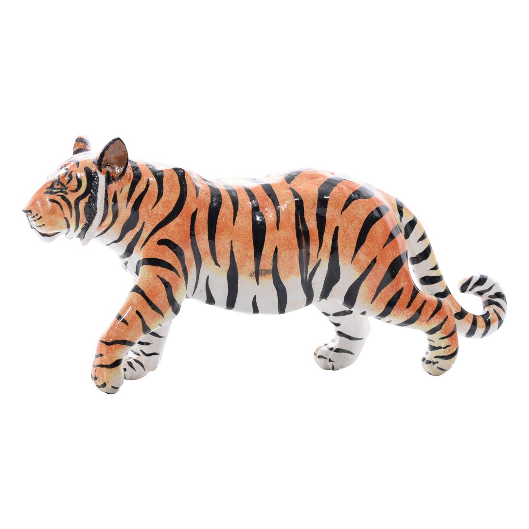 Ceramic  Tiger  Sculpture , hand made in South Africa In Excellent Condition In North Miami, FL