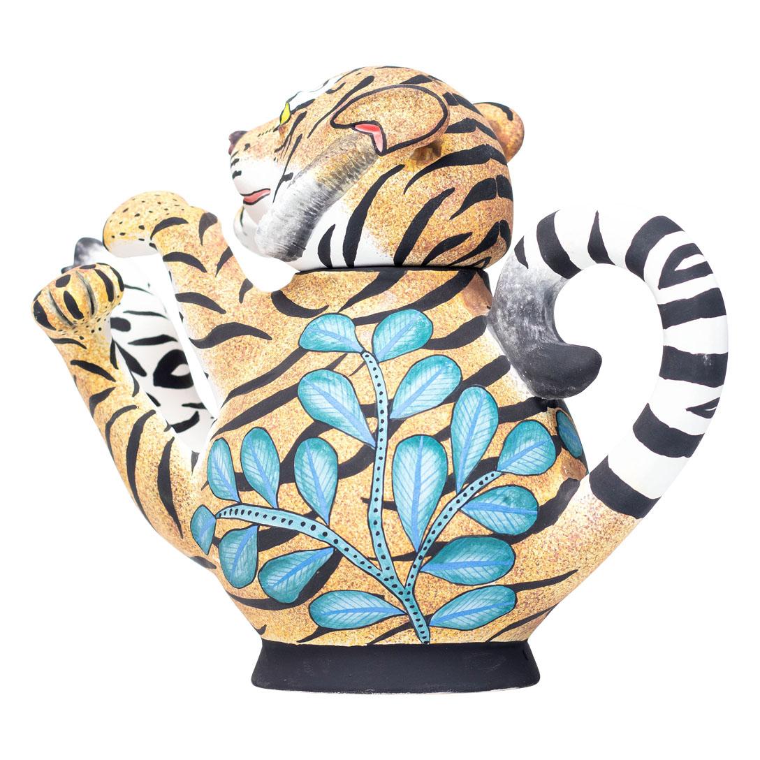 Ceramic Tiger Teapot  , hand made in South Africa For Sale 3