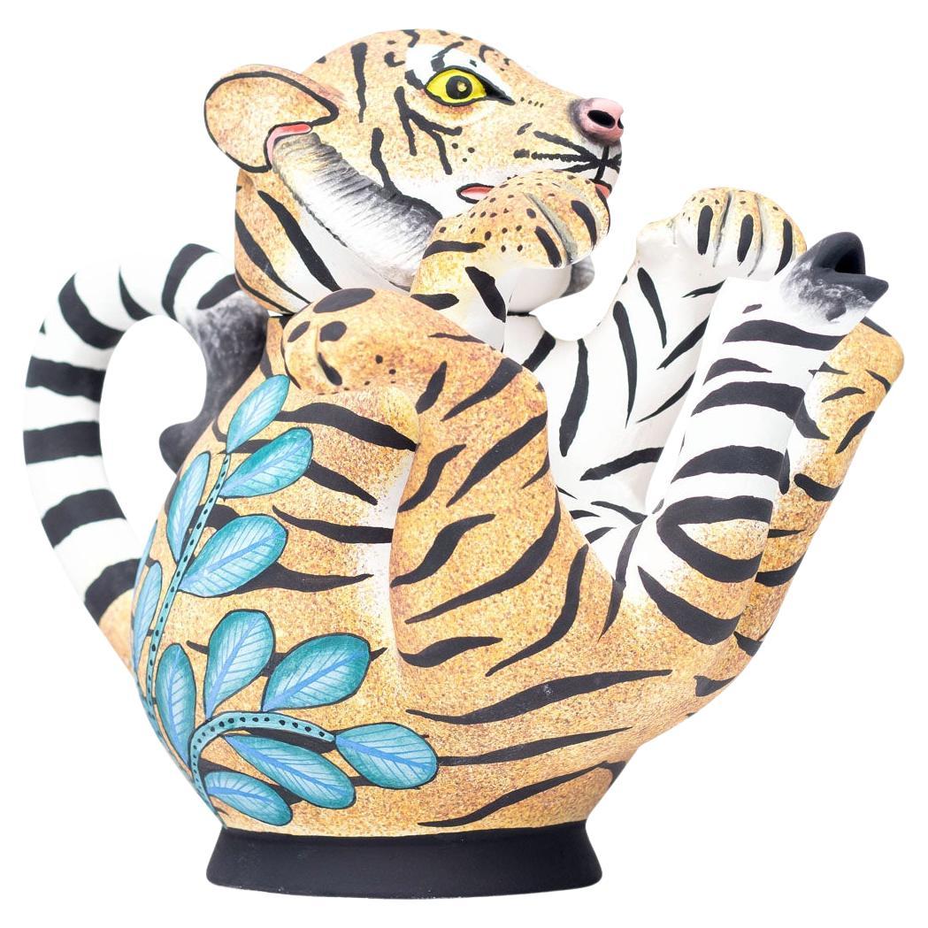 Ceramic Tiger Teapot  , hand made in South Africa For Sale