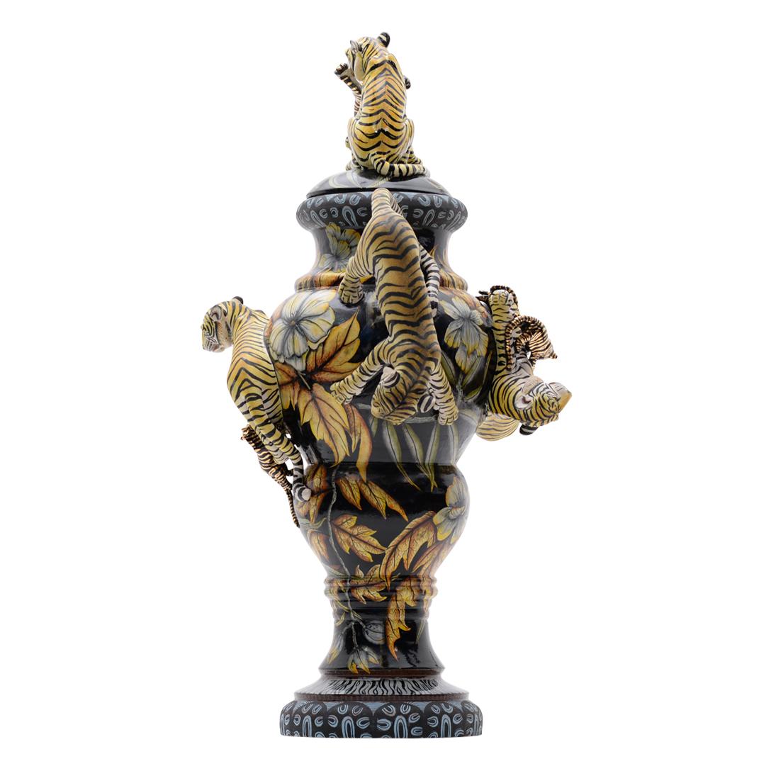Fired Ceramic Tiger Urn , hand made in South Africa