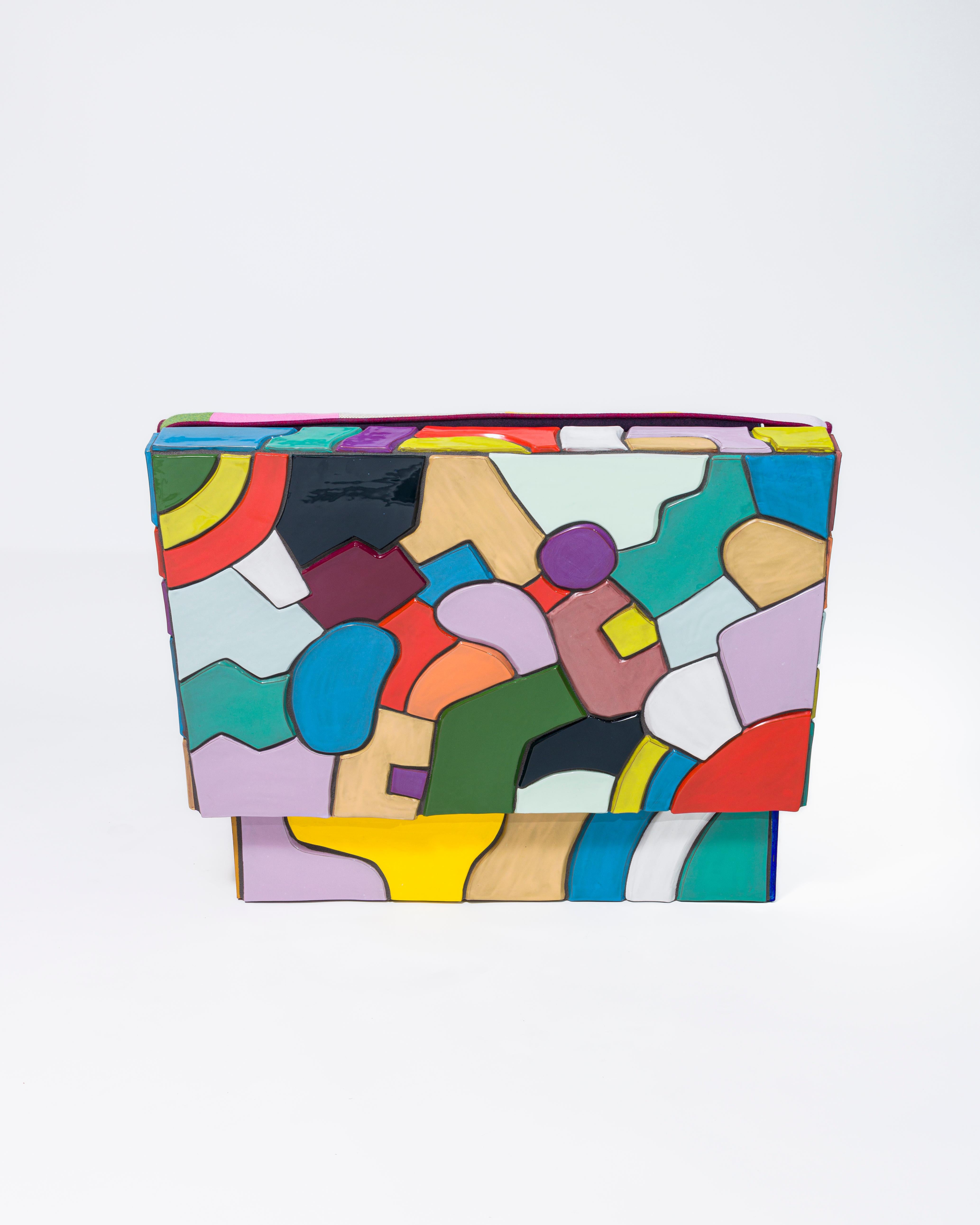 Contemporary Ceramic Tile and Custom Patchwork Upholstery Lounge Chair by Sean Gerstley