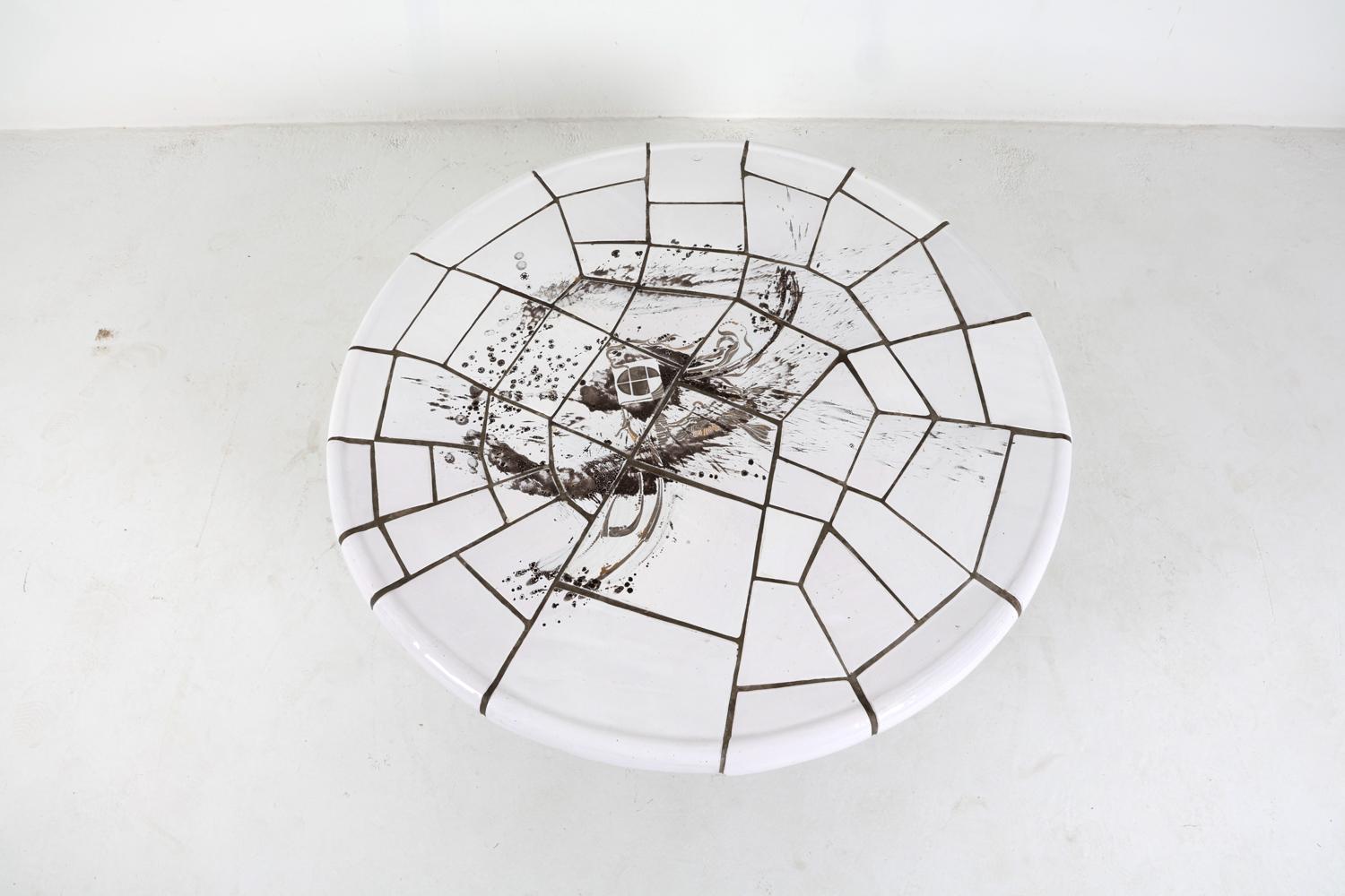 Couchtisch aus Keramikfliesen und Stahl von Gunnar Palander, ca. 1970er Jahre (Moderne der Mitte des Jahrhunderts)
