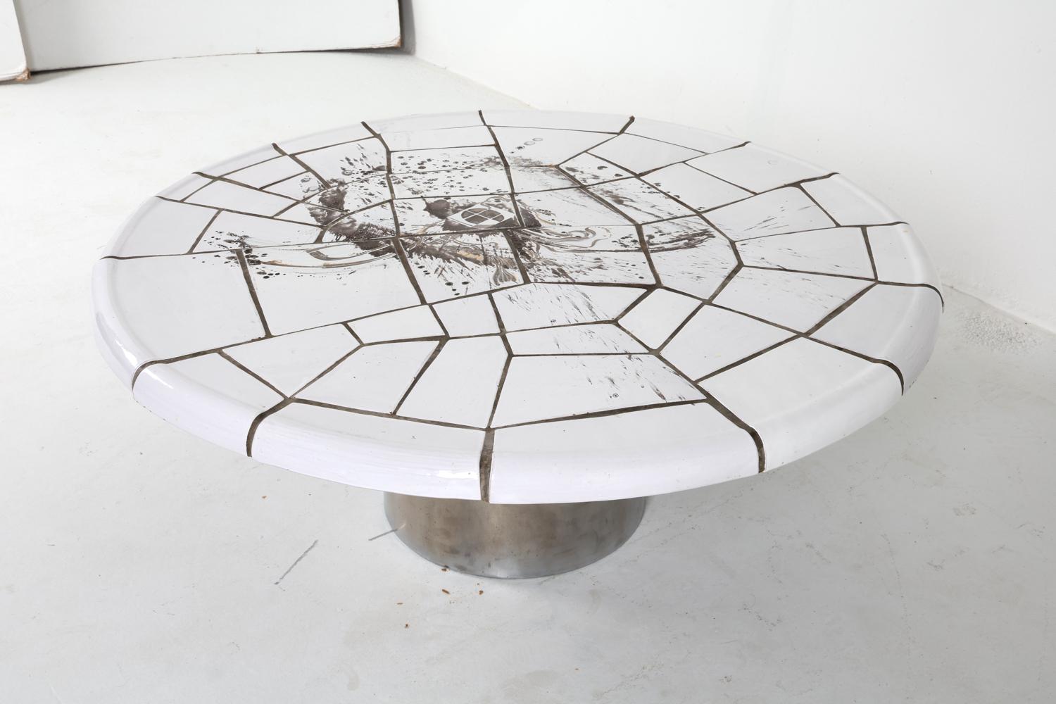 Couchtisch aus Keramikfliesen und Stahl von Gunnar Palander, ca. 1970er Jahre 1