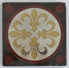 Ceramic Tile by William Godwin in Fleur-de-lis pattern, English 19th Century