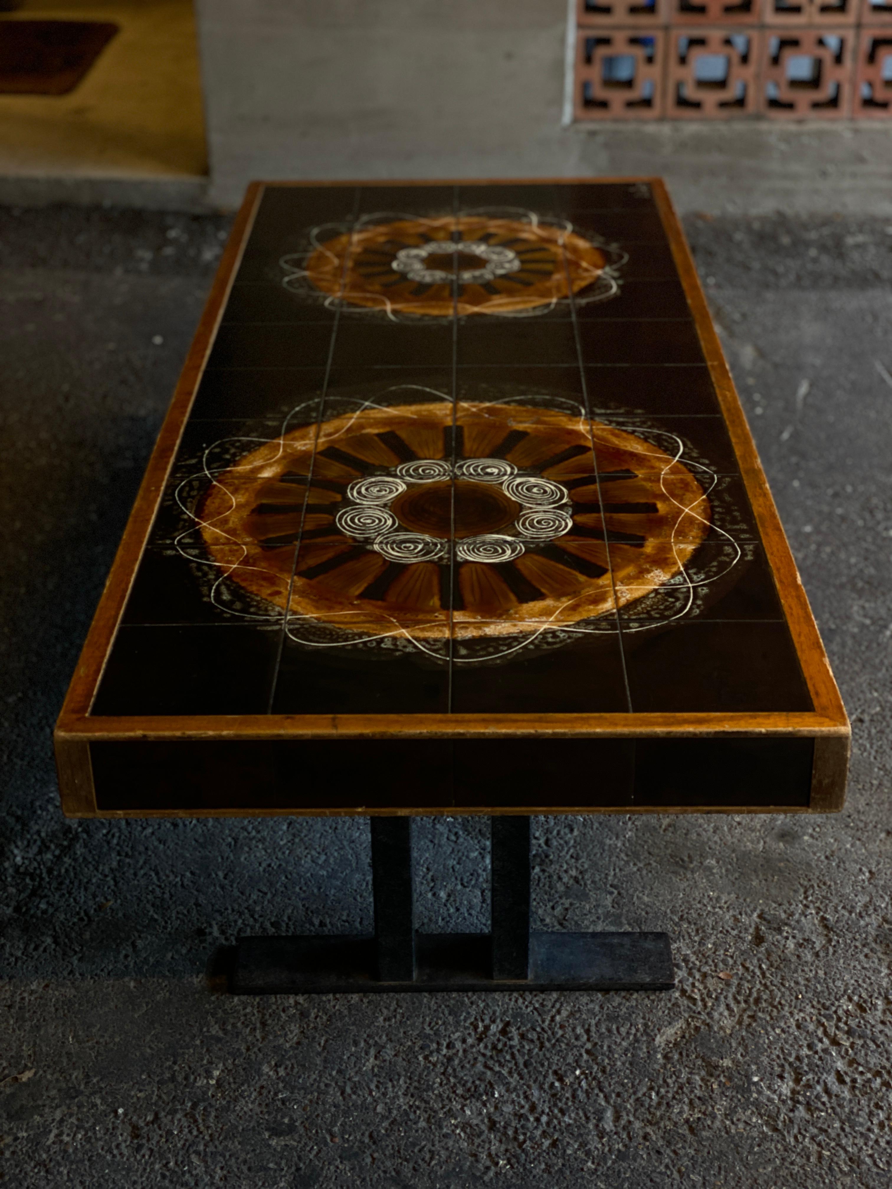 Ceramic Tile Cocktail Table by Jean D'Asti, Vallauris, France, 1960s In Good Condition In Austin, TX