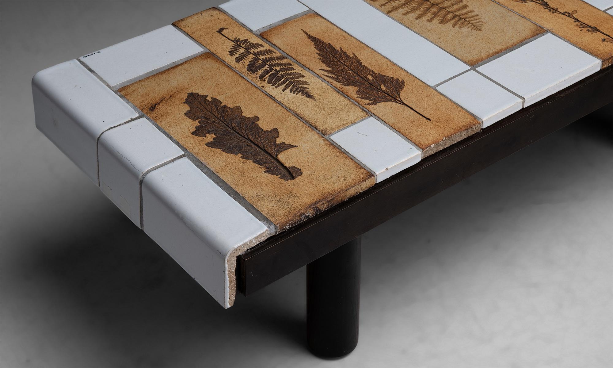 French Ceramic Tile Coffee Table by Roger Capron, France, circa 1970