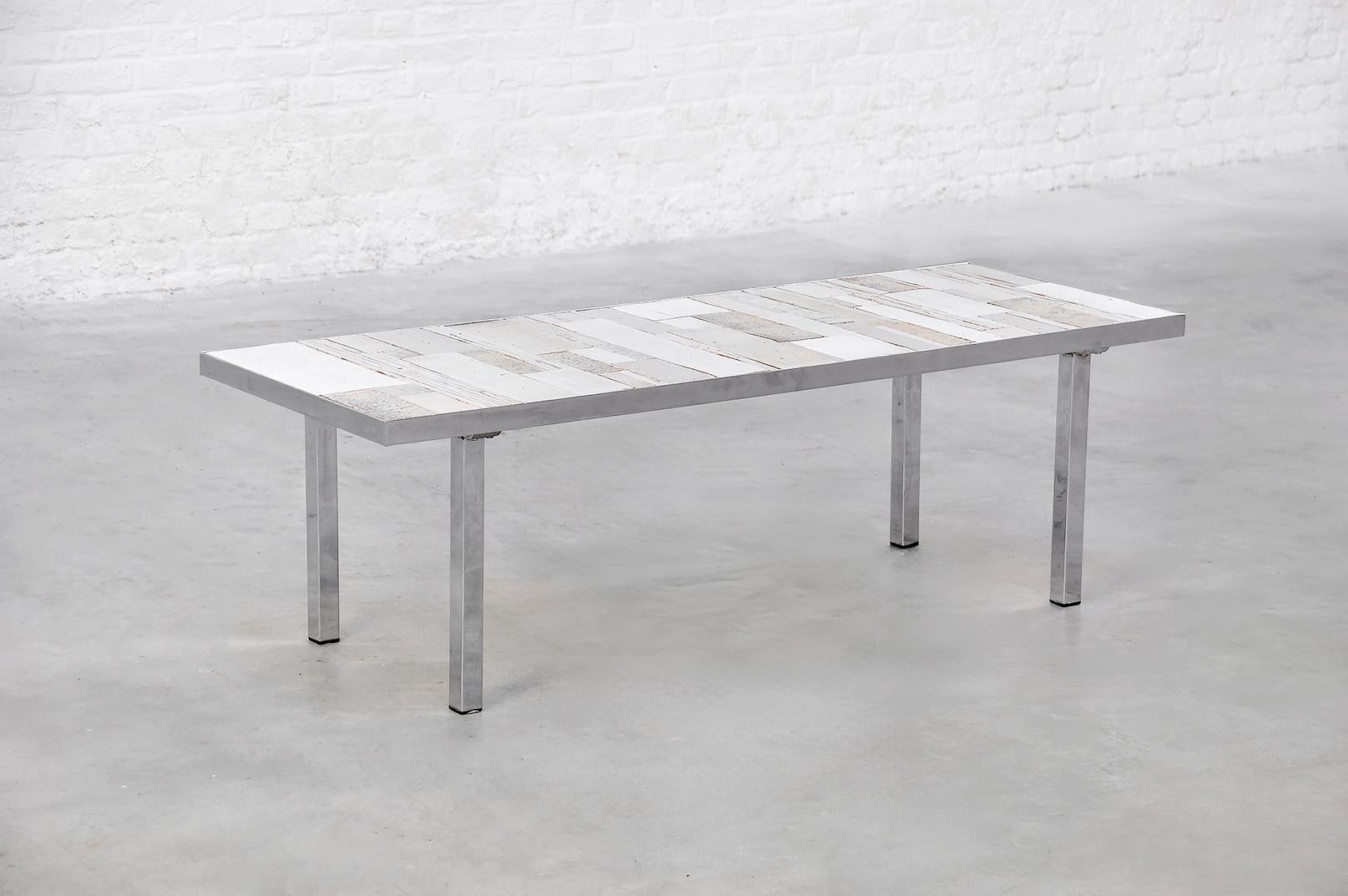 Mid-Century Modern Ceramic Tile Coffee Table by Rogier Vandeweghe for Amphora, Belgium, 1960's