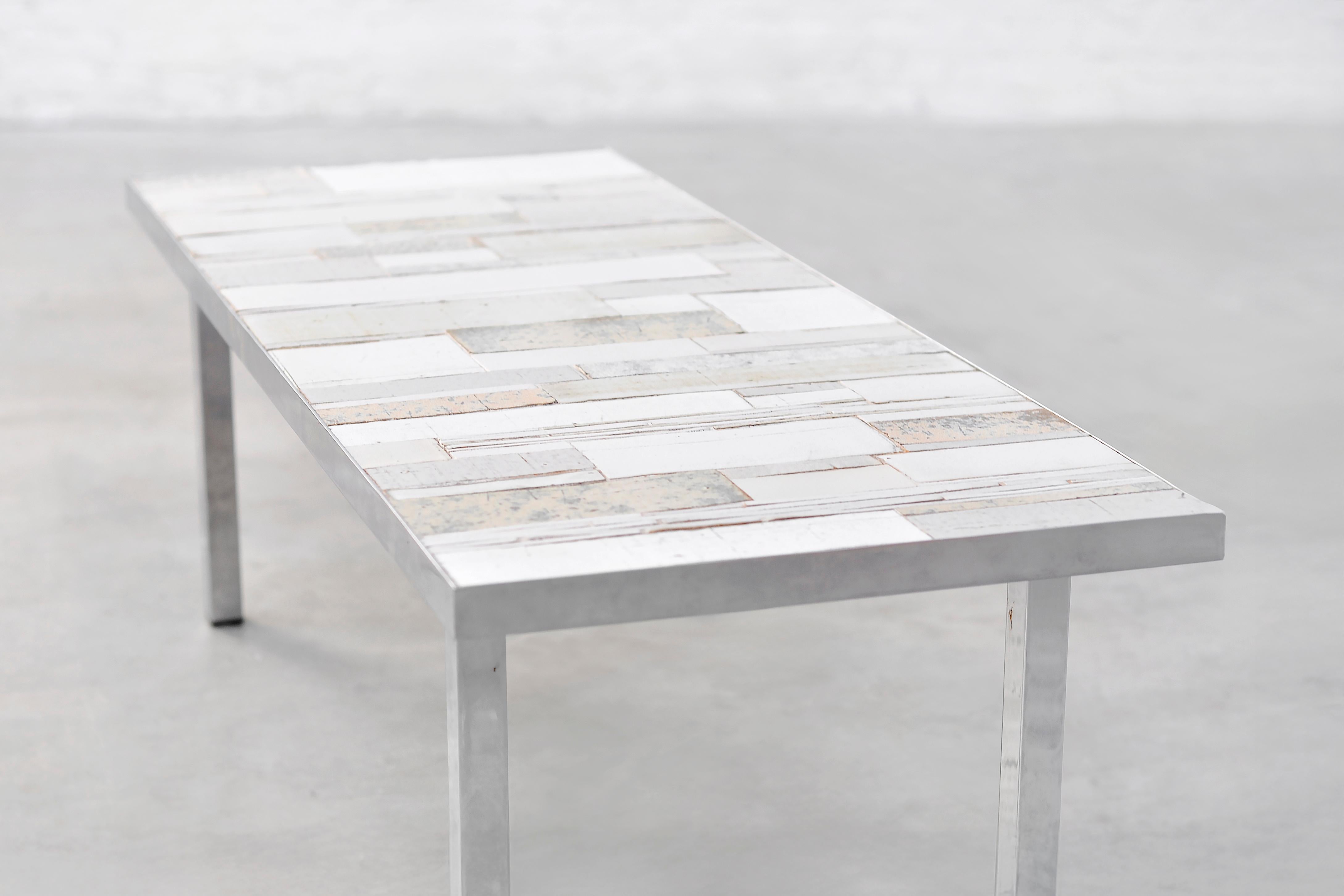 Metal Ceramic Tile Coffee Table by Rogier Vandeweghe for Amphora, Belgium, 1960's