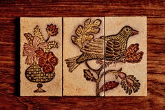 Ceramic Tile Panel in Three Parts, attributed to Jacqueline Hubin for Capron
