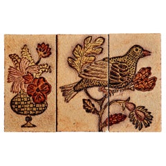 Ceramic Tile Panel in Three Parts, attributed to Jacqueline Hubin for Capron