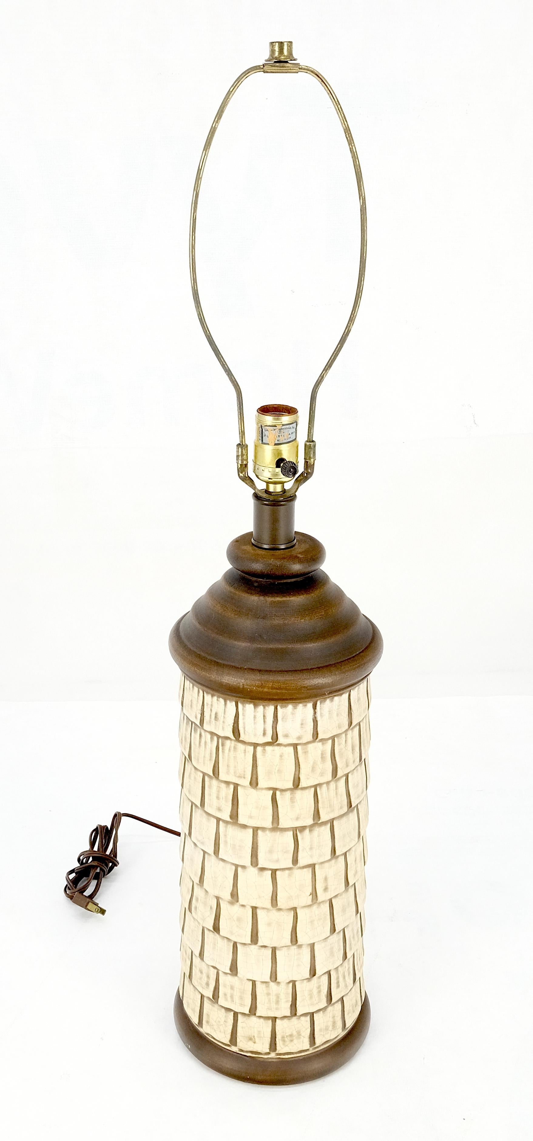 Mid-Century Modern Ceramic Tile Style Cylinder Shape Table Lamp c1970s MINT! For Sale