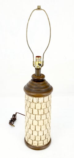 Ceramic Tile Style Cylinder Shape Table Lamp c1970s MINT!