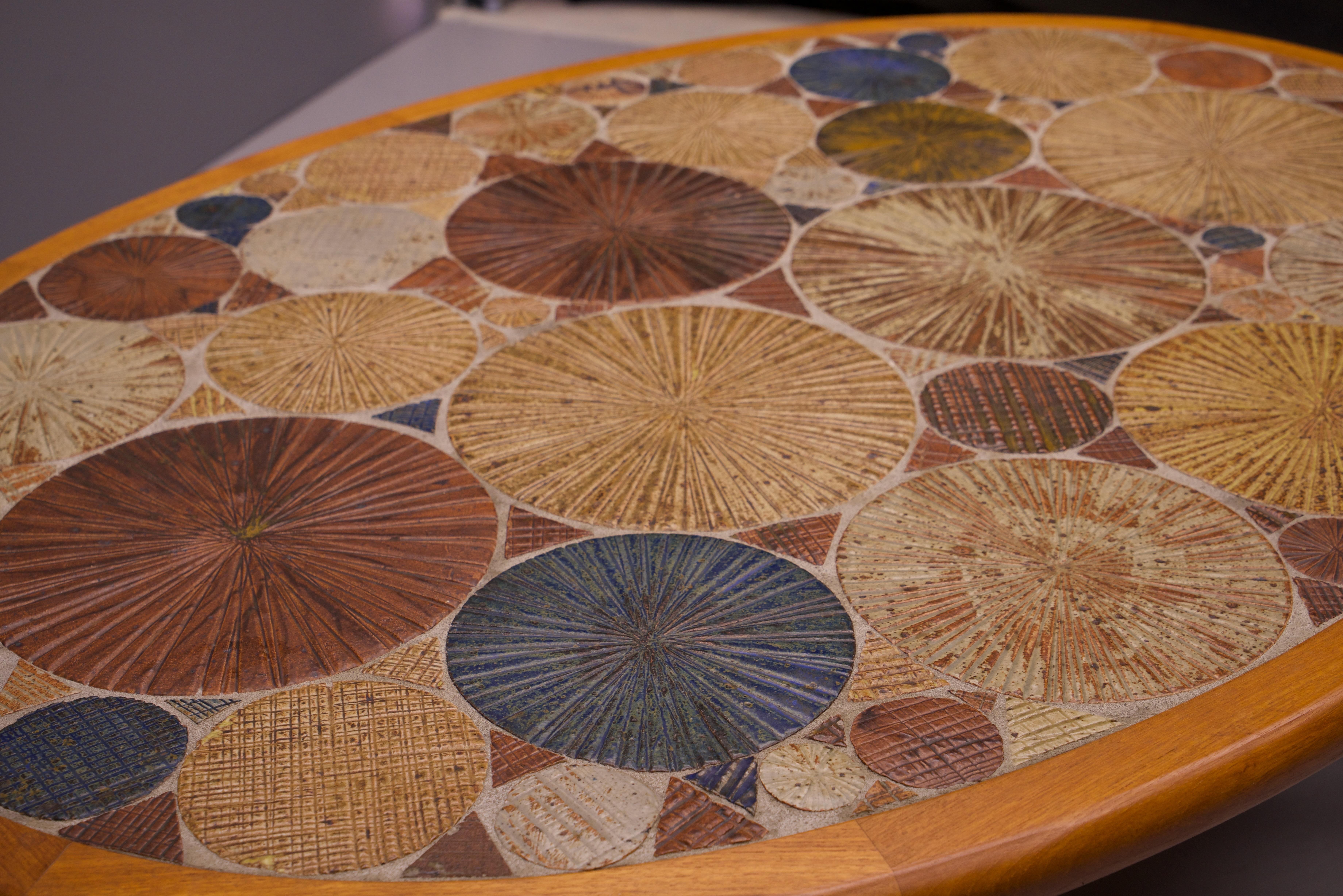 Ceramic Tile Teak Table Vintage Scandinavian Tue Poulsen Haslev Møbelsnedkeri For Sale 7