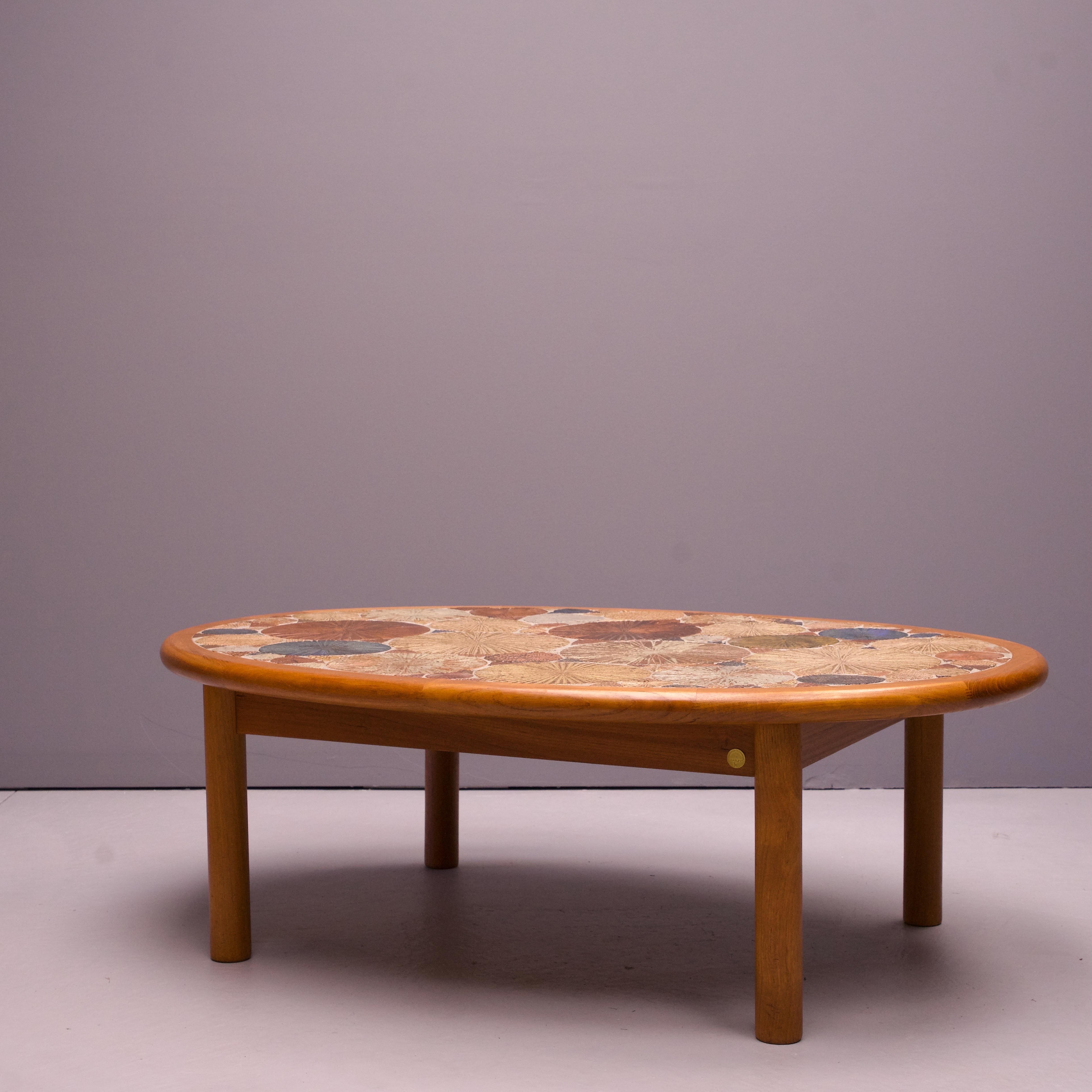 Danish Ceramic Tile Teak Table Vintage Scandinavian Tue Poulsen Haslev Møbelsnedkeri For Sale