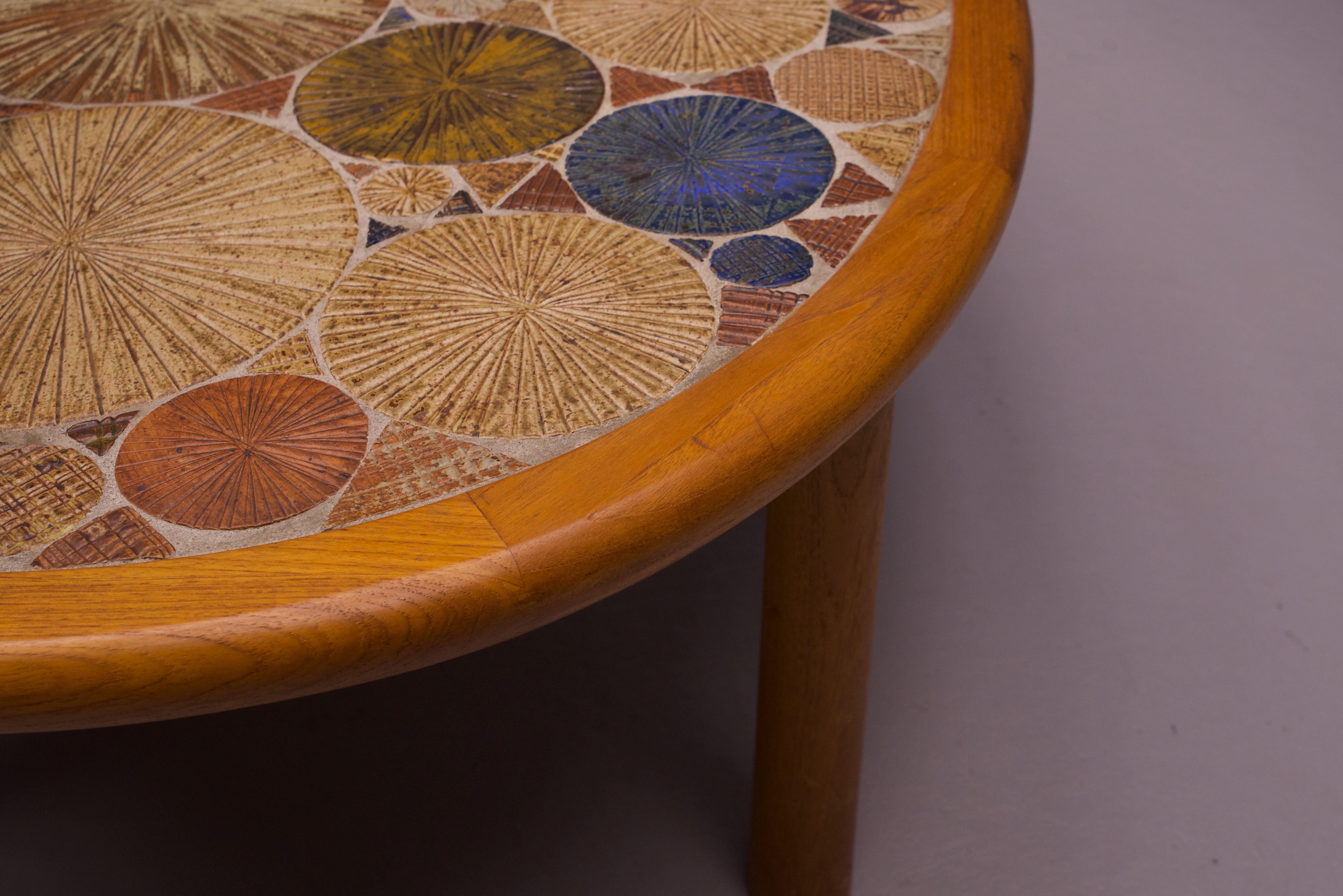 Mid-20th Century Ceramic Tile Teak Table Vintage Scandinavian Tue Poulsen Haslev Møbelsnedkeri For Sale