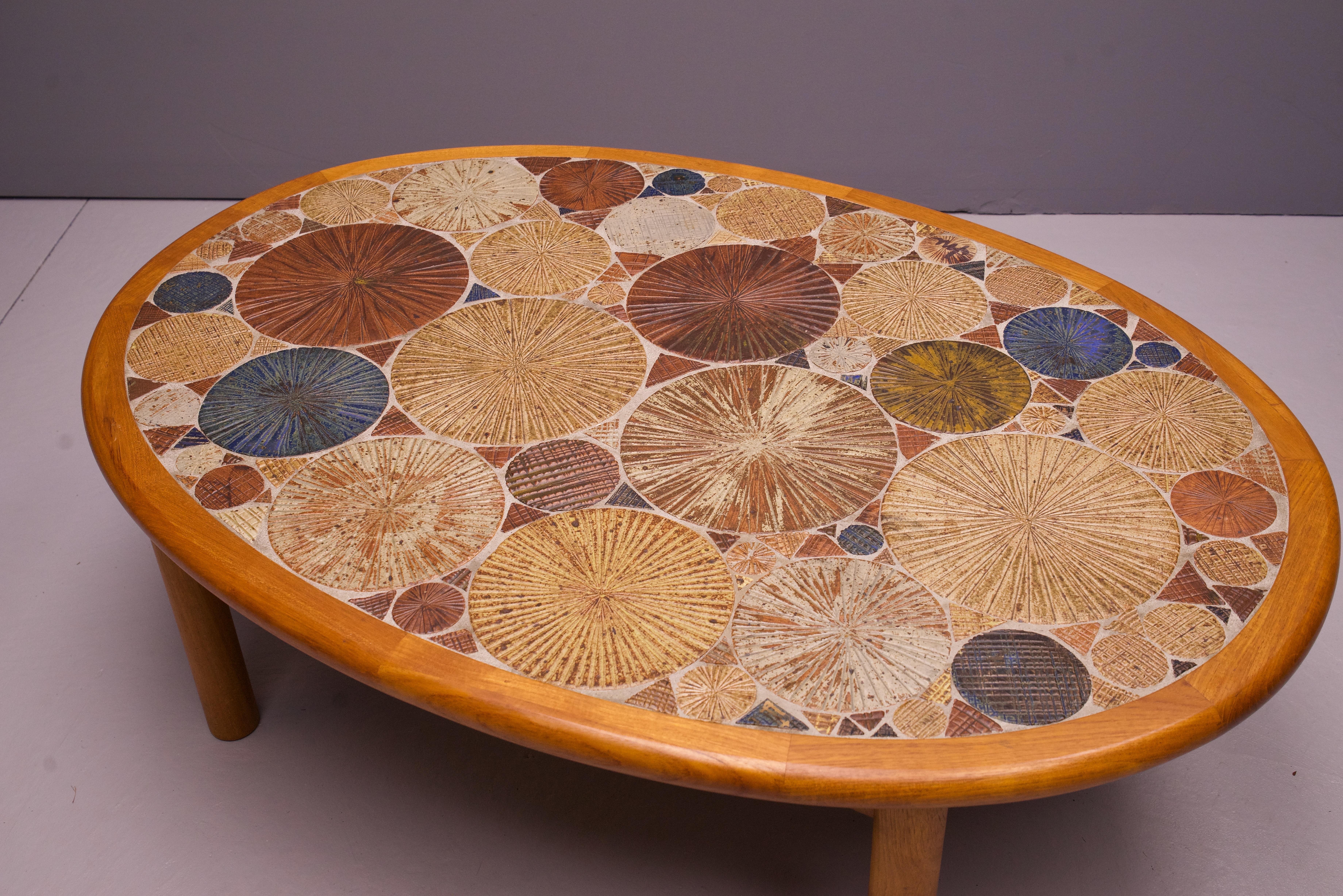 Ceramic Tile Teak Table Vintage Scandinavian Tue Poulsen Haslev Møbelsnedkeri For Sale 1