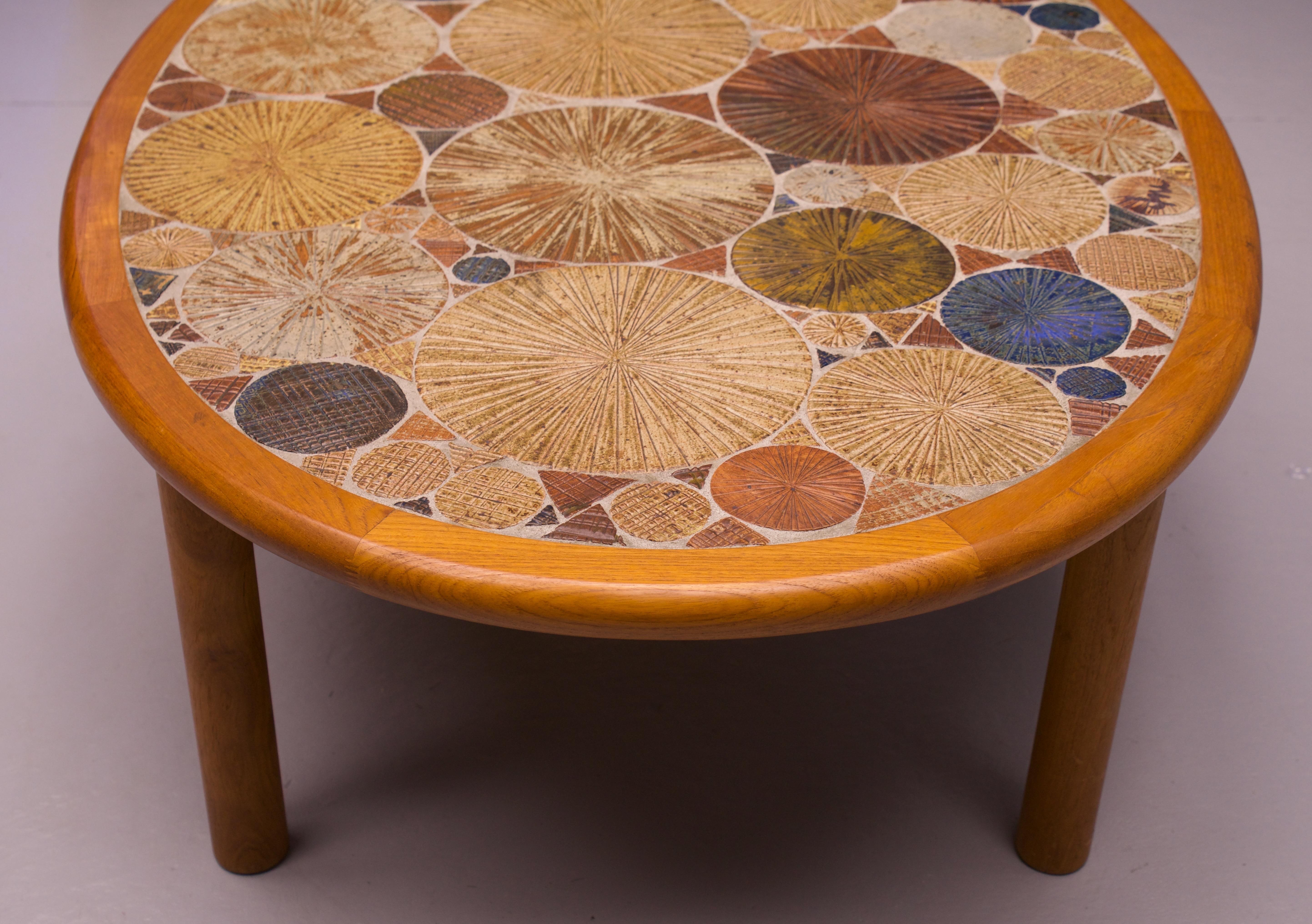 Ceramic Tile Teak Table Vintage Scandinavian Tue Poulsen Haslev Møbelsnedkeri For Sale 2
