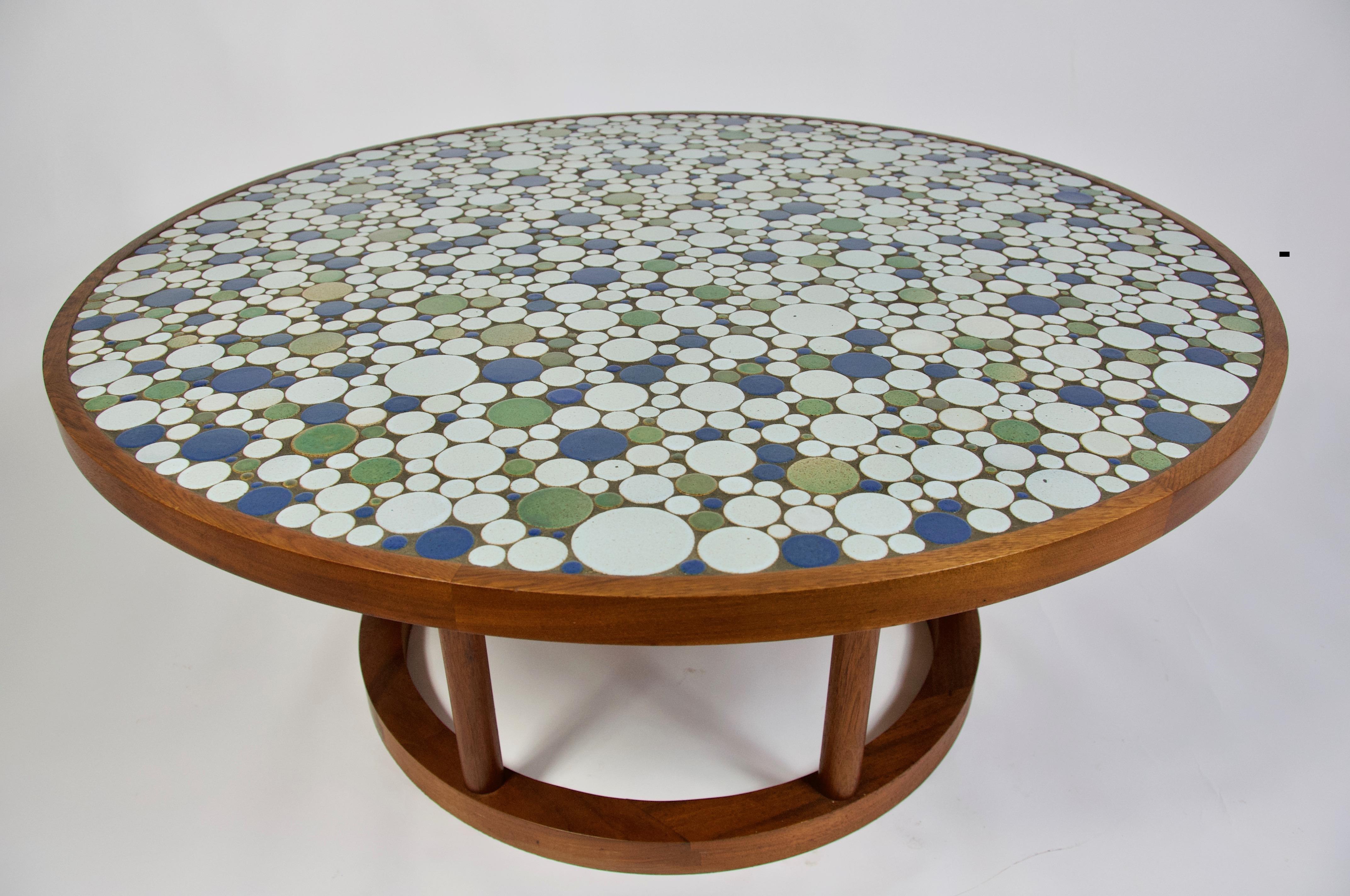 Ceramic tile-top coffee table by Gordon and Jane Martz for Marshall Studios. Walnut frame.