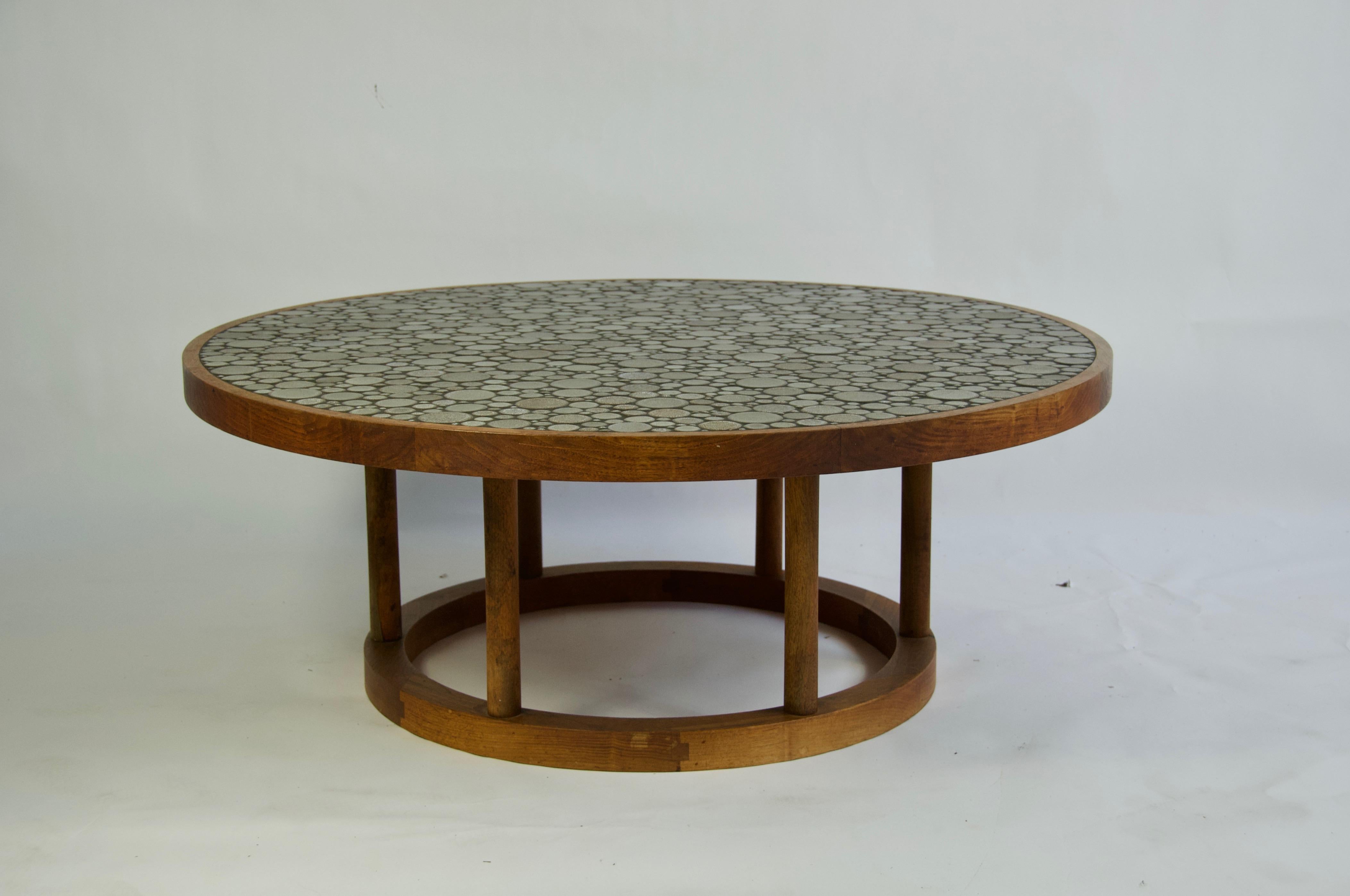 
Ceramic tile-top coffee table by Gordon and Jane Martz for Marshall Studios. Walnut Frame and base.