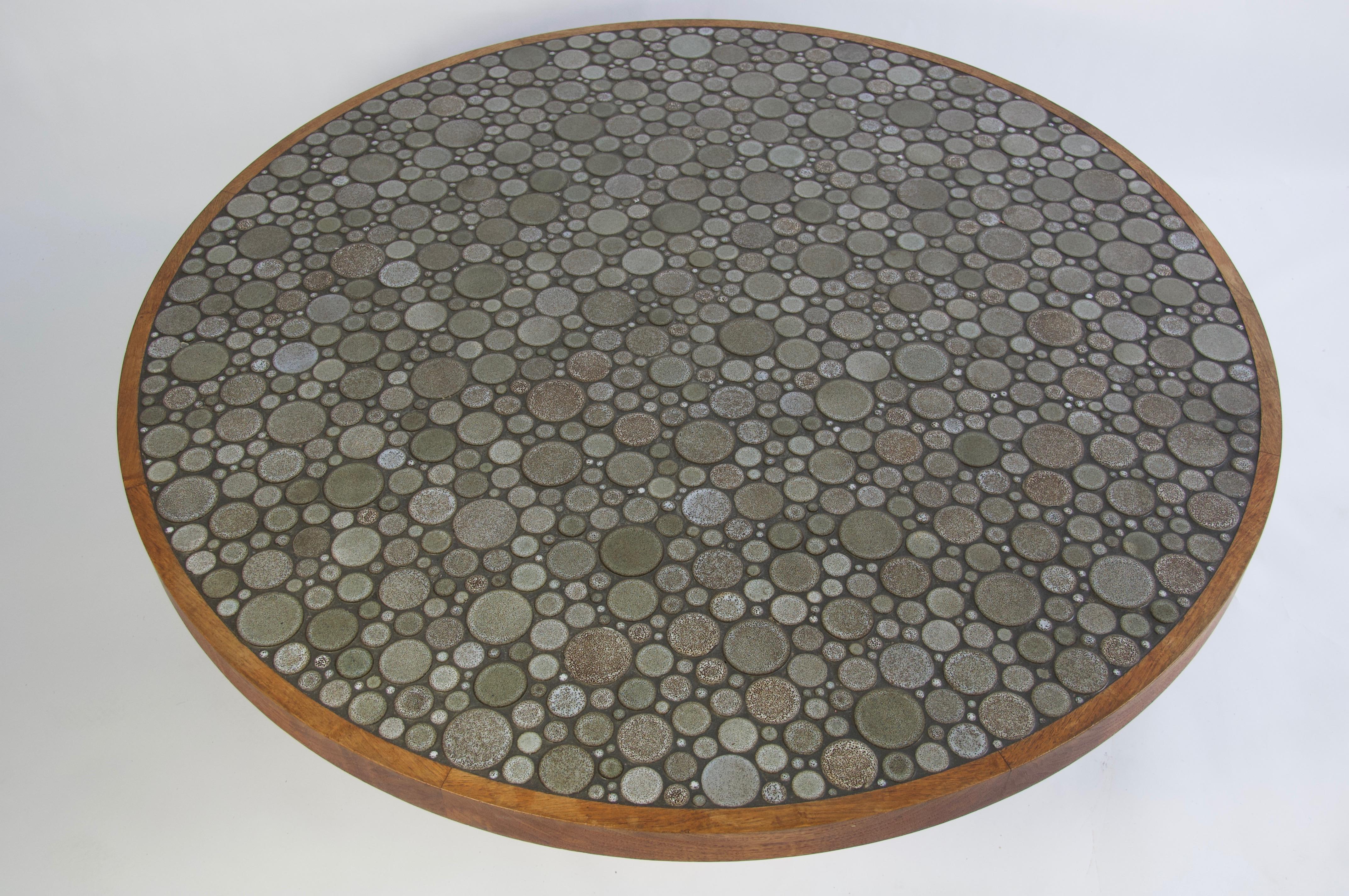 Glazed Ceramic Tile-Top Coffee Table by Gordon and Jane Martz  For Sale