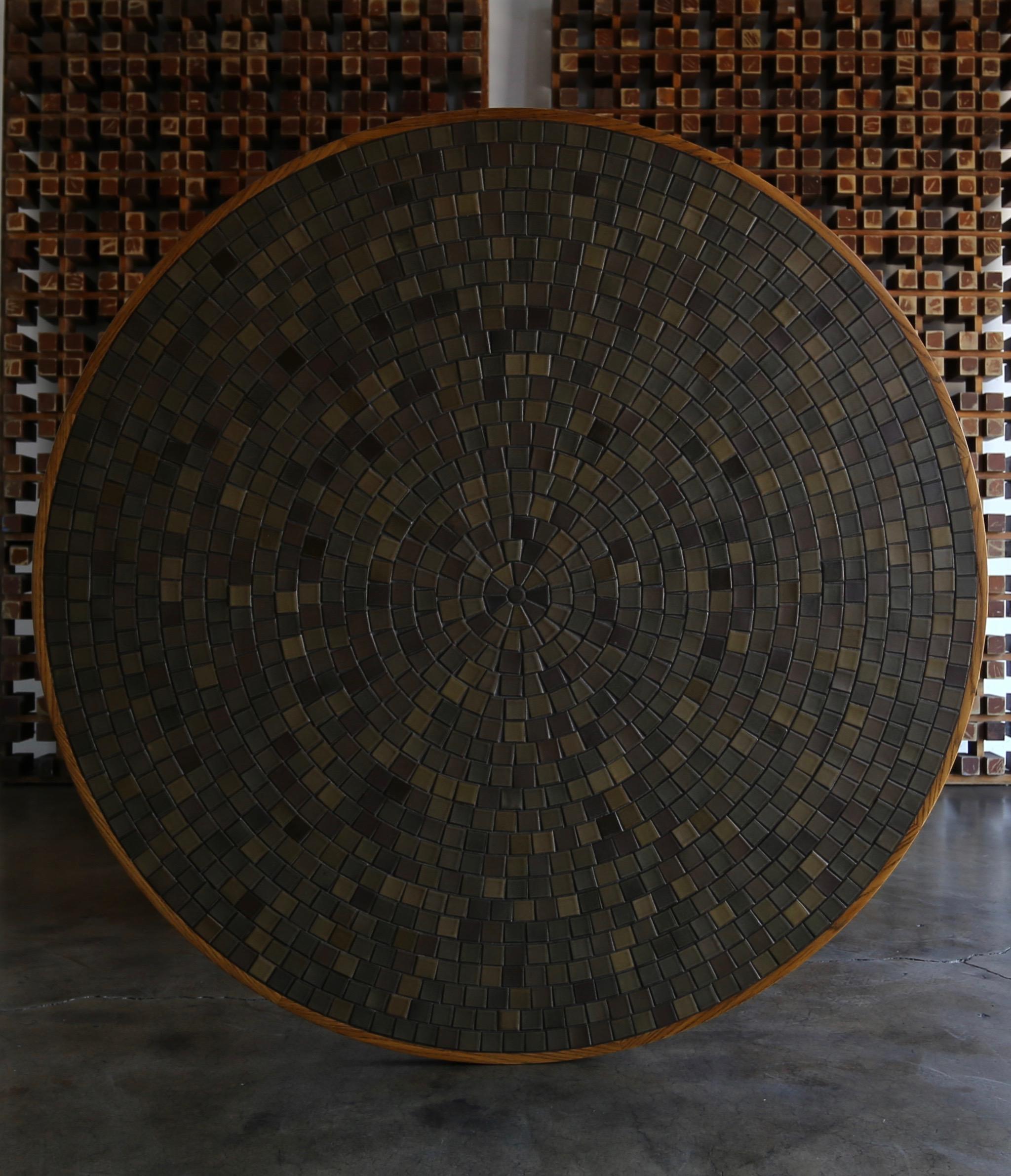 Ceramic tile-top round dining table by Gordon and Jane Martz for Marshall Studios, circa 1965.