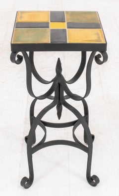 Tables d'appoint en fer à plateau en céramique, 2