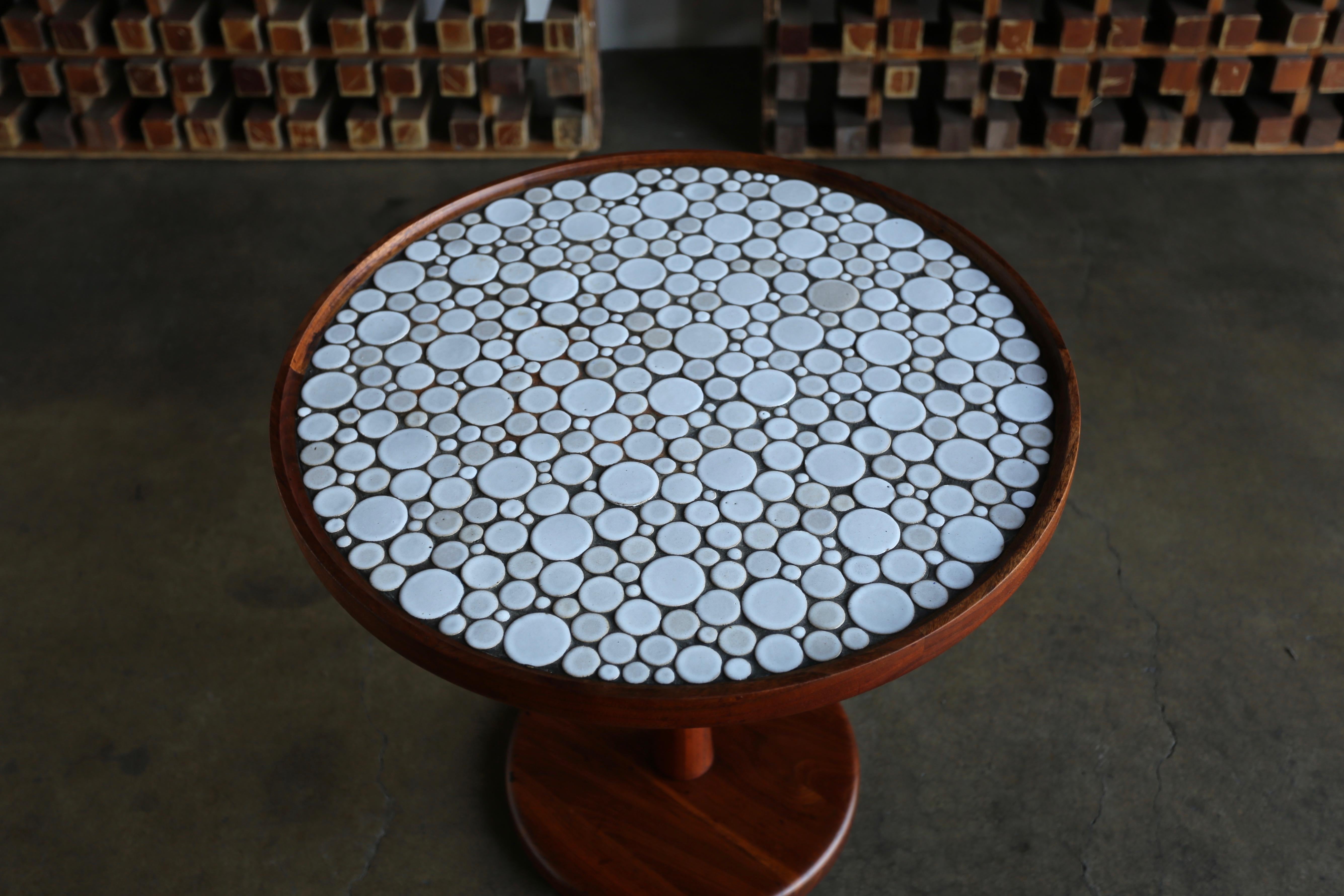 Mid-Century Modern Ceramic Tile Top Occasional Table by Gordon Martz
