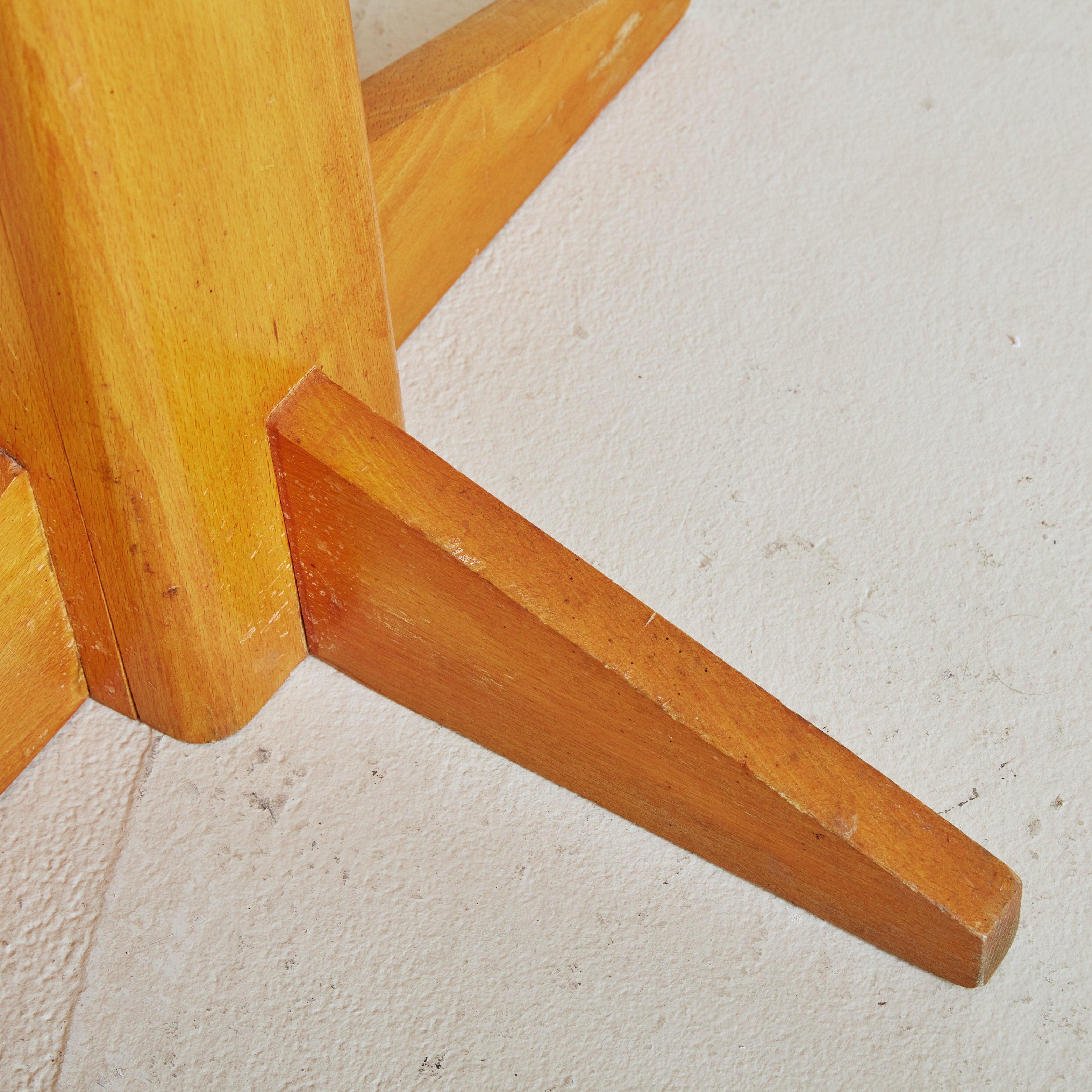 Table d'appoint en céramique avec base en bois par M J.P. Monnet, France, années 1970 en vente 2