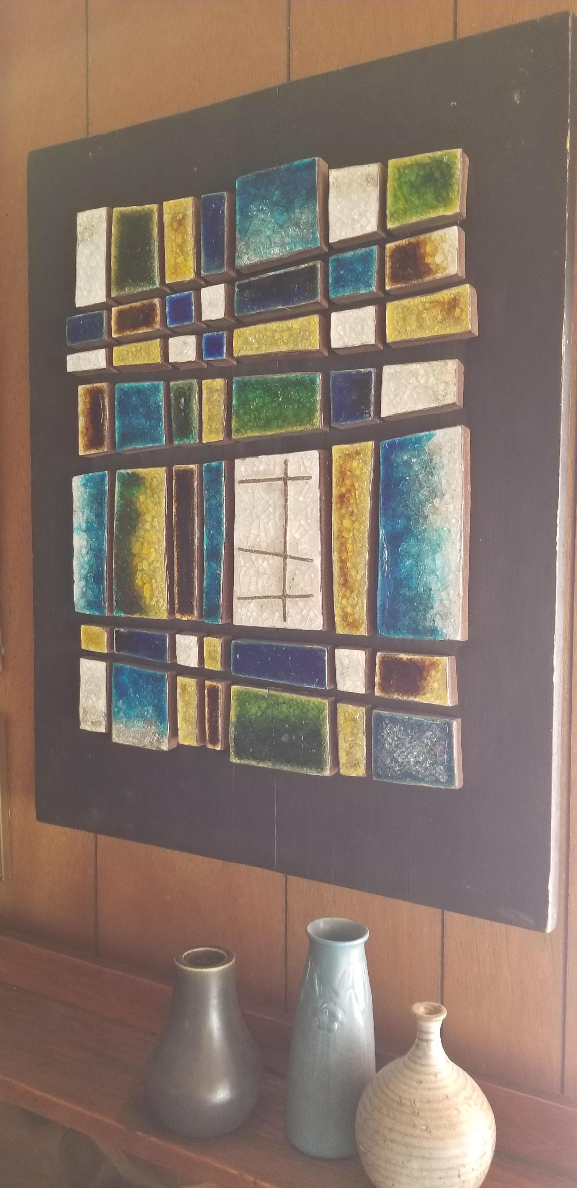 Ceramic Tile Wall Sculpture by Jane Dart For Sale 5