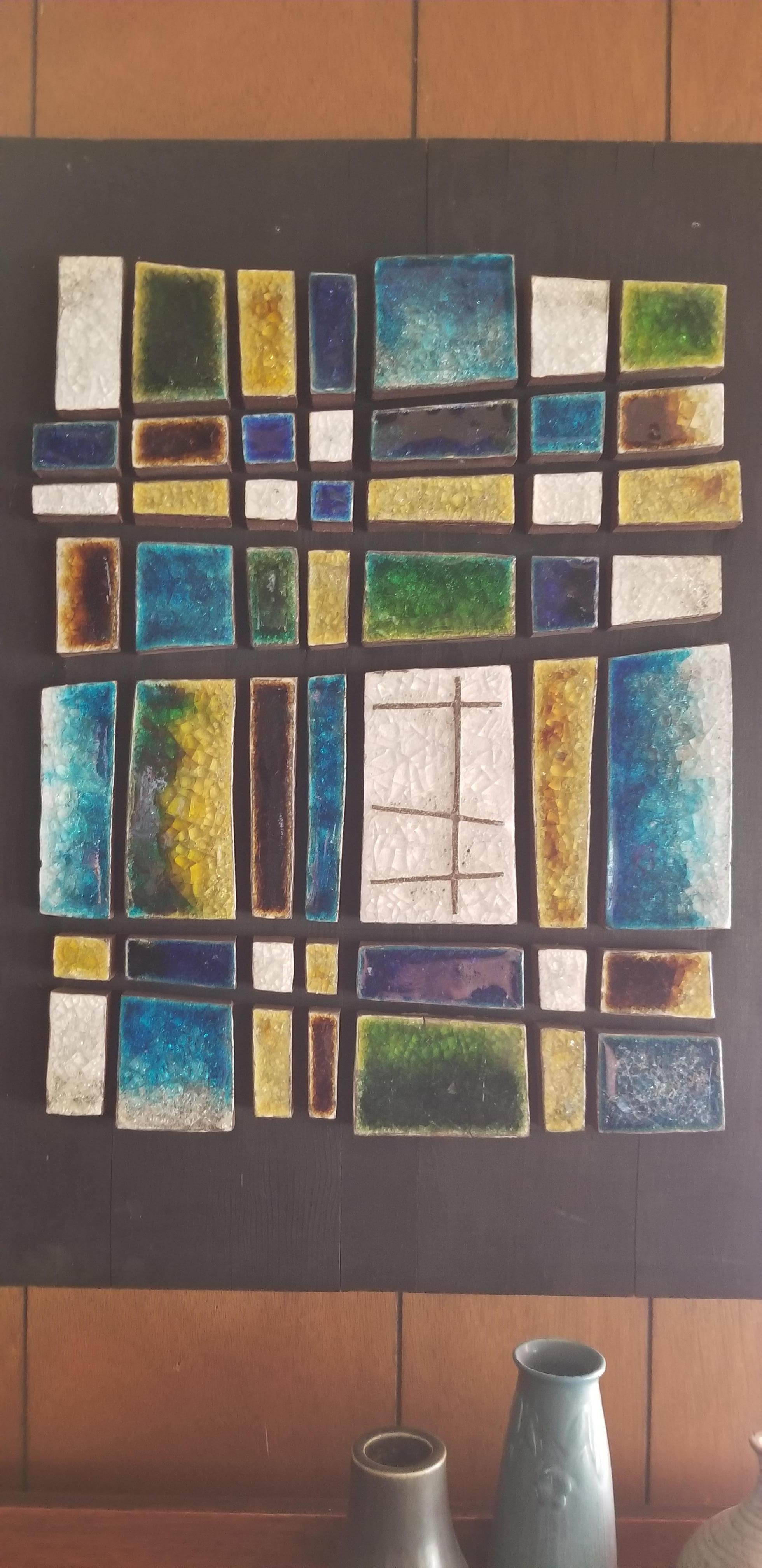 Ceramic Tile Wall Sculpture by Jane Dart In Good Condition For Sale In Fulton, CA
