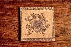 Ceramic Tile with Frog Motive by Roger Capron France, 1970s