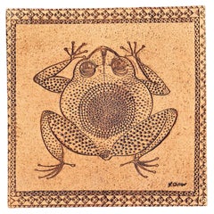 Ceramic Tile with Frog Motive by Roger Capron France, 1970s