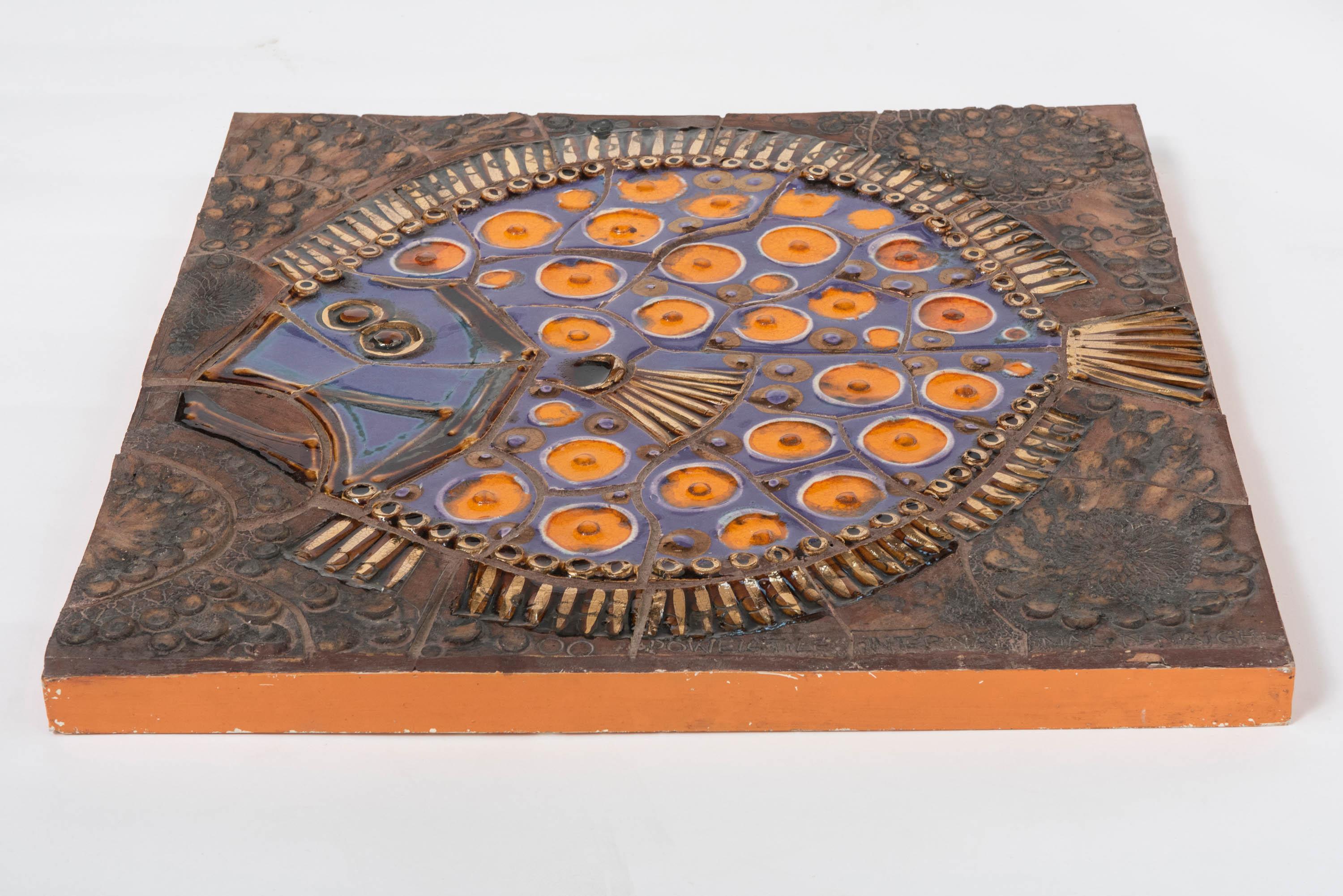 Ceramic Tiled Panel of a Plaice Fish by Craig Bragdy Design, Wales, circa 1950 2