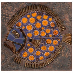 Ceramic Tiled Panel of a Plaice Fish by Craig Bragdy Design, Wales, circa 1950
