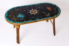 Ceramic Tiles & Rattan Dining Table by Adoux Minnet & Georges Chassin - 1960's
