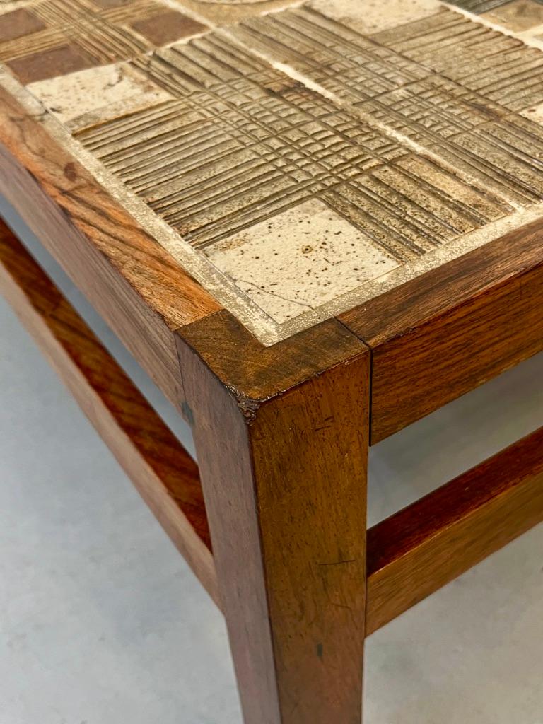 Mesa de centro cuadrada de cerámica y palisandro de Tue Poulsen y Erik Wørst Años 60 en venta 4