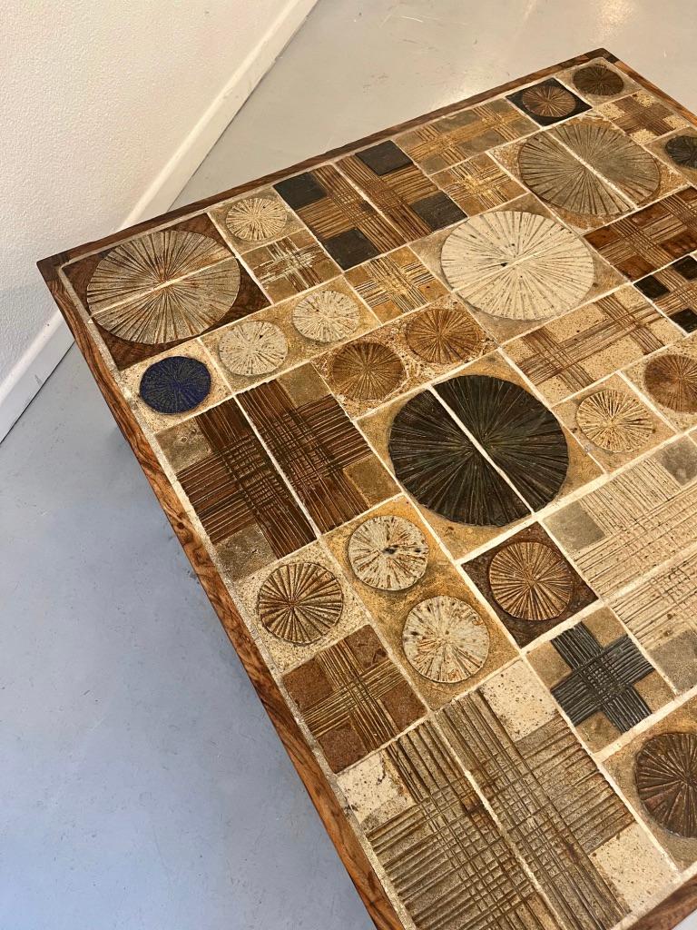 Mesa de centro cuadrada de cerámica y palisandro de Tue Poulsen y Erik Wørst Años 60 mediados del siglo XX en venta