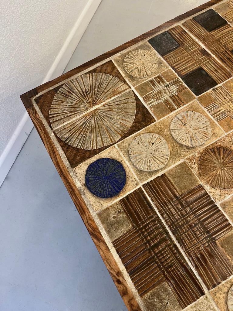 Mesa de centro cuadrada de cerámica y palisandro de Tue Poulsen y Erik Wørst Años 60 Cerámico en venta