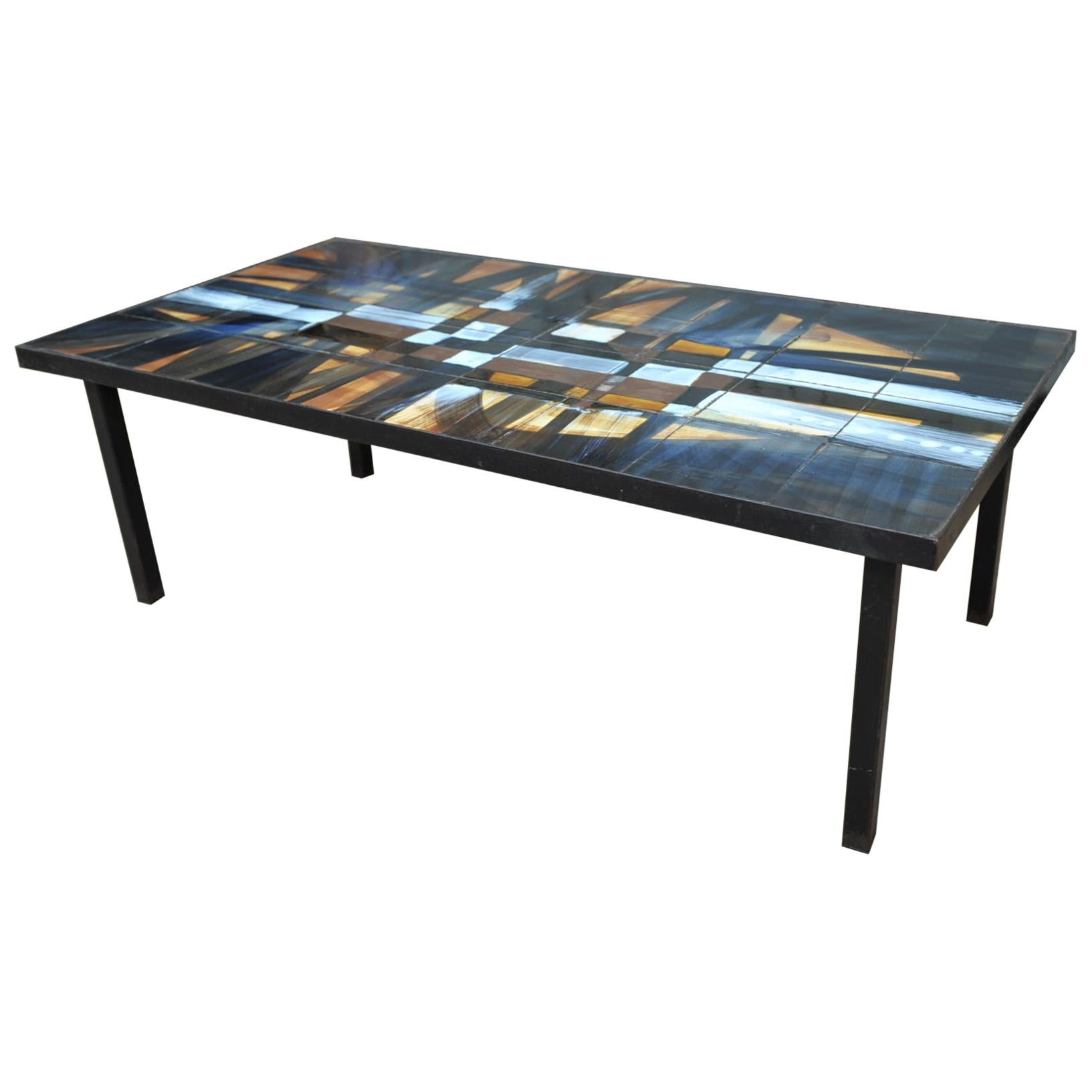 Ceramic Tiles Top Coffee Table by Pelletier, 1966 For Sale
