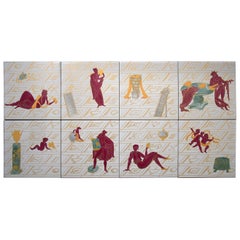 Vintage Ceramic Tiles with La Conversazione Classica Designed by Gio Ponti